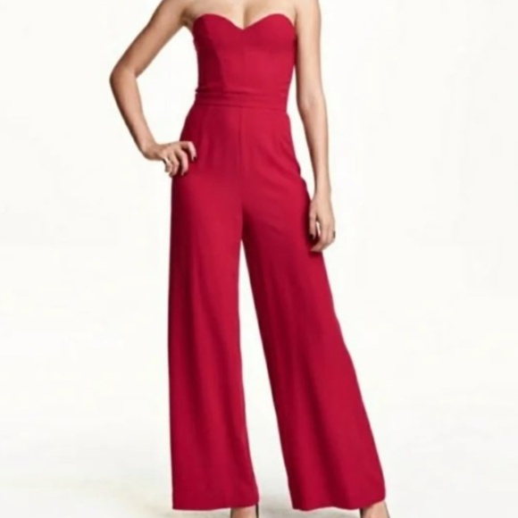 Red Wide Leg Jumpsuit Convertible Straps *NEW* - Picture 1 of 4
